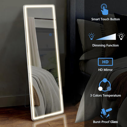 DUMOS Arched LED Mirror Full Length Standing, 16"x60" Full Body Wall Mirror