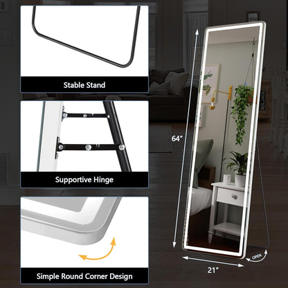 DUMOS Arched LED Mirror Full Length Standing, 16"x60" Full Body Wall Mirror