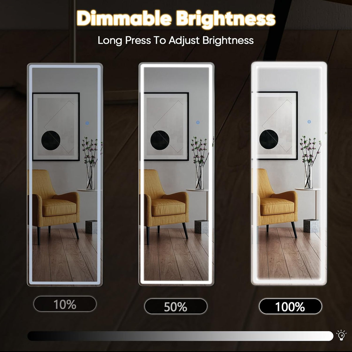 DUMOS Arched LED Mirror Full Length Standing, 16"x60" Full Body Wall Mirror