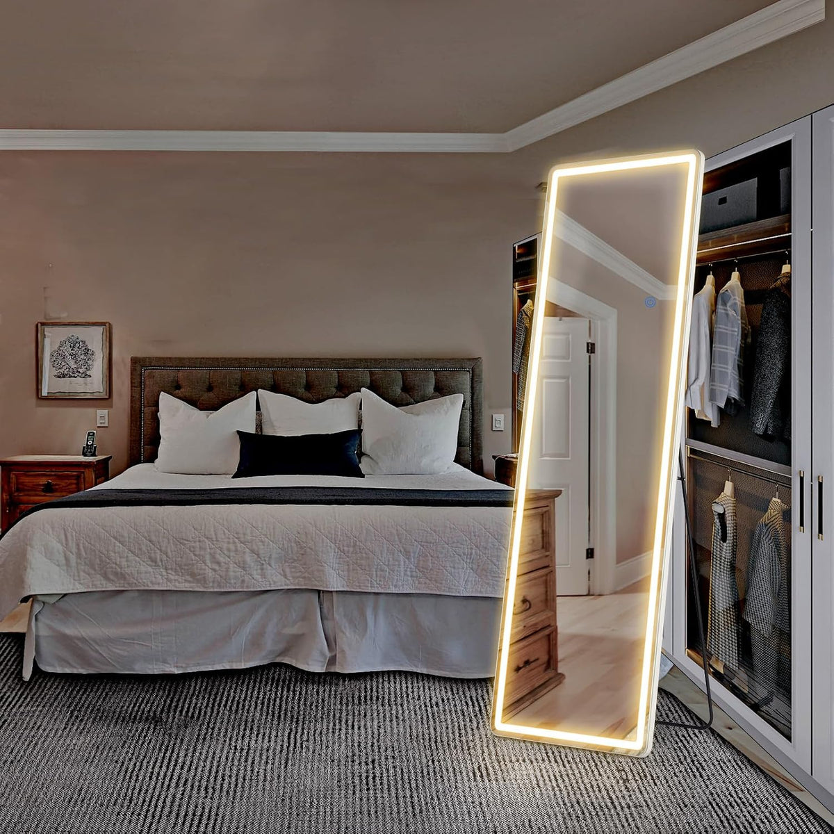 DUMOS Arched LED Mirror Full Length Standing, 16"x60" Full Body Wall Mirror