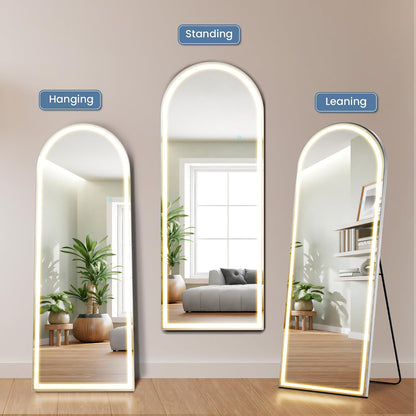 DUMOS Arched LED Mirror Full Length Standing, 16"x60" Full Body Wall Mirror