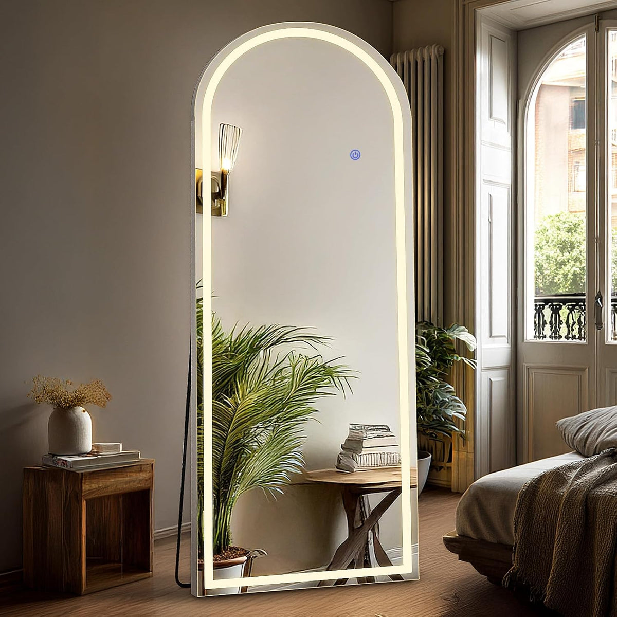 DUMOS Arched LED Mirror Full Length Standing, 16"x60" Full Body Wall Mirror