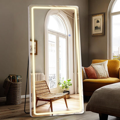 DUMOS Arched LED Mirror Full Length Standing, 16"x60" Full Body Wall Mirror