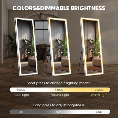 DUMOS Arched LED Mirror Full Length Standing, 16"x60" Full Body Wall Mirror
