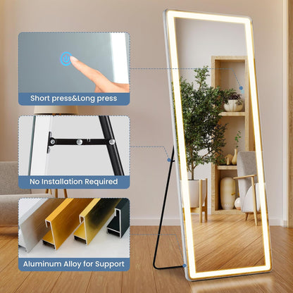 DUMOS Arched LED Mirror Full Length Standing, 16"x60" Full Body Wall Mirror