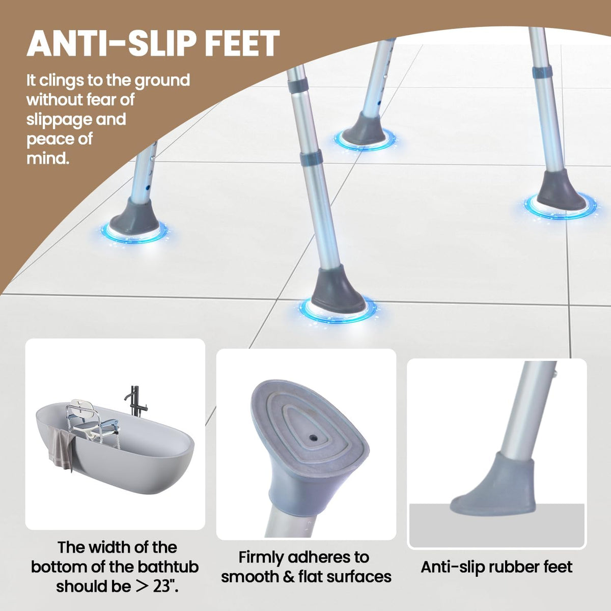 Folding Shower Chair, U Shape Shower Chair with 5-Level Adjustable