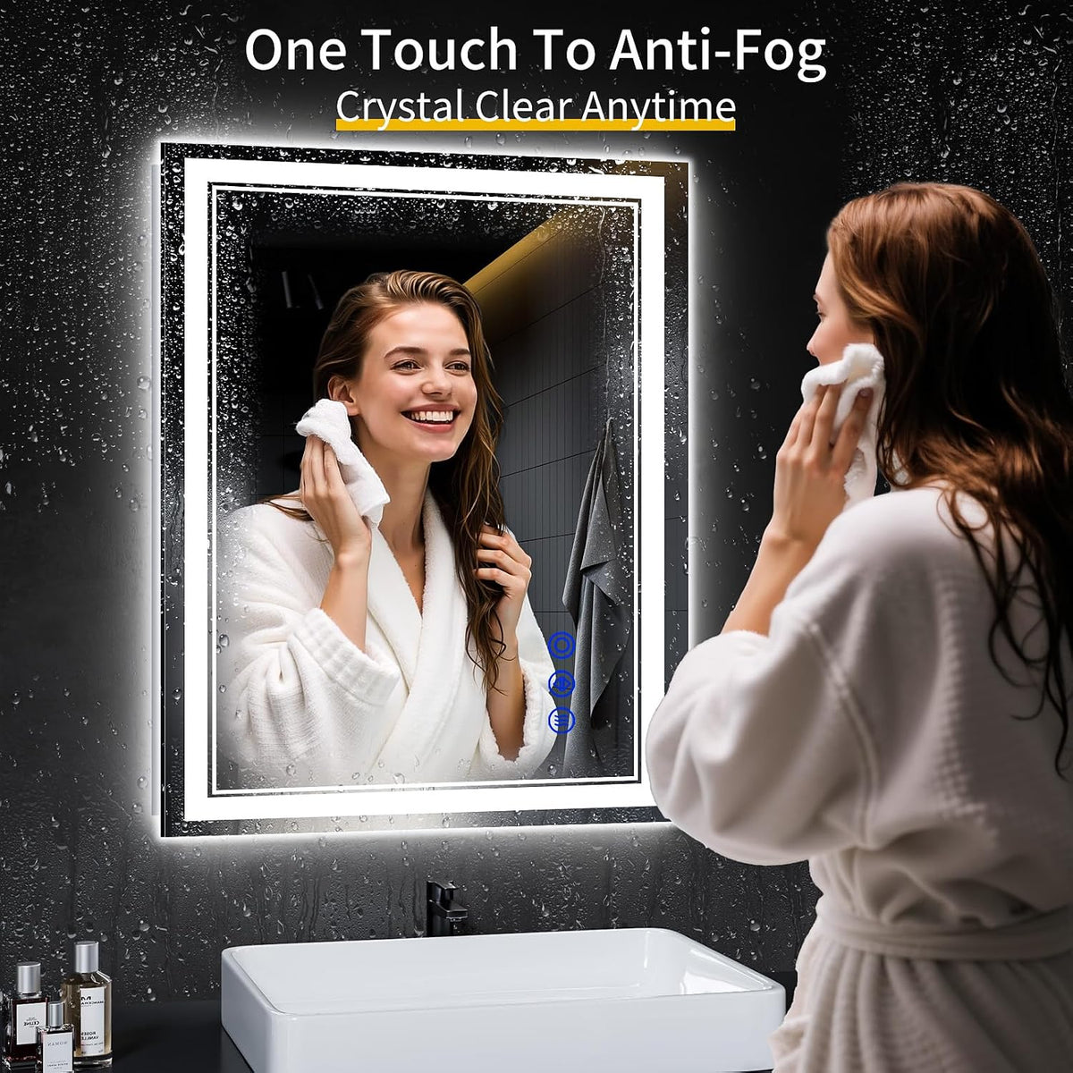 30"x22" LED Bathroom Mirror with Lights,Anti-Fog,3 Color Modes - Colors B