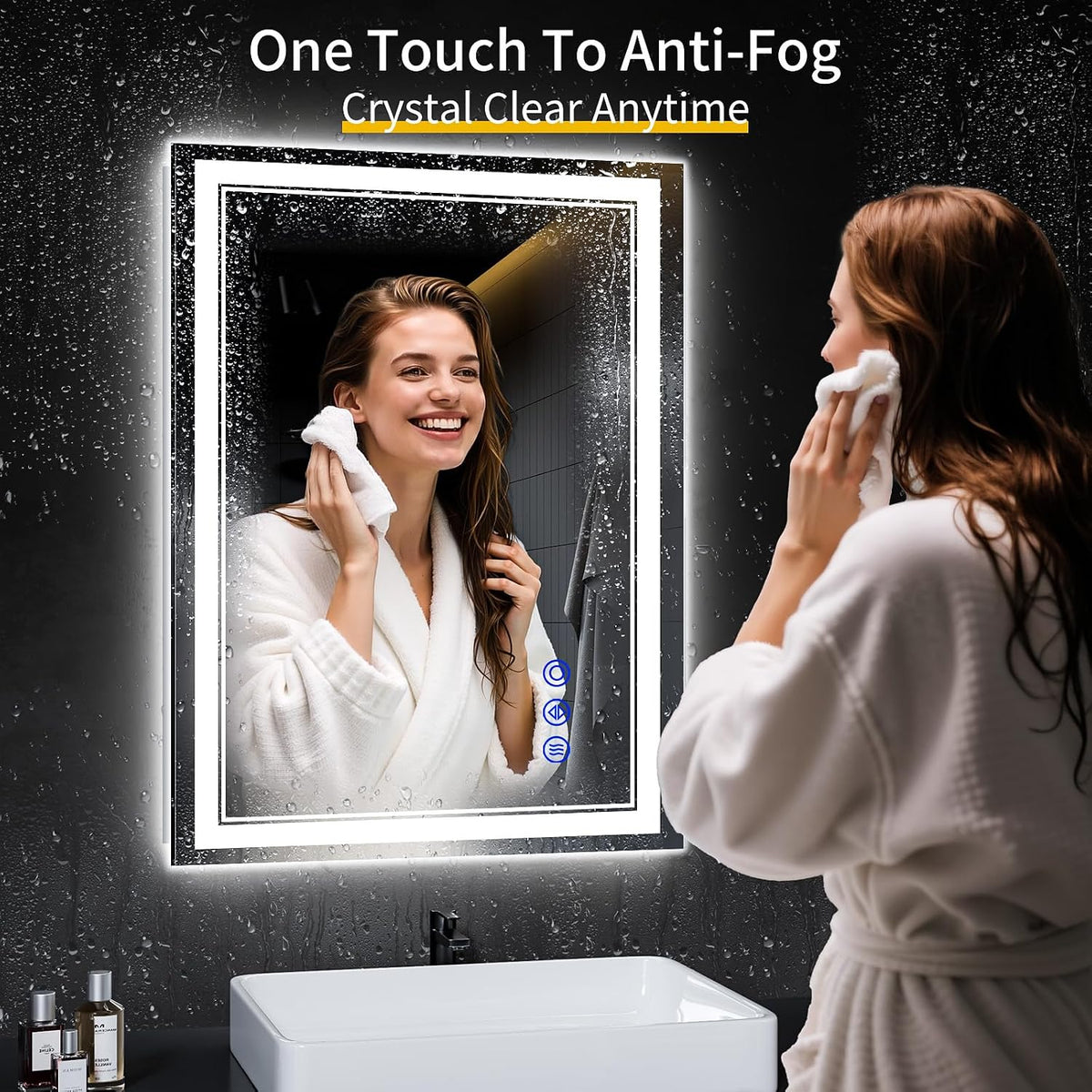 30"x22" LED Bathroom Mirror with Lights,Anti-Fog,3 Color Modes - Colors B