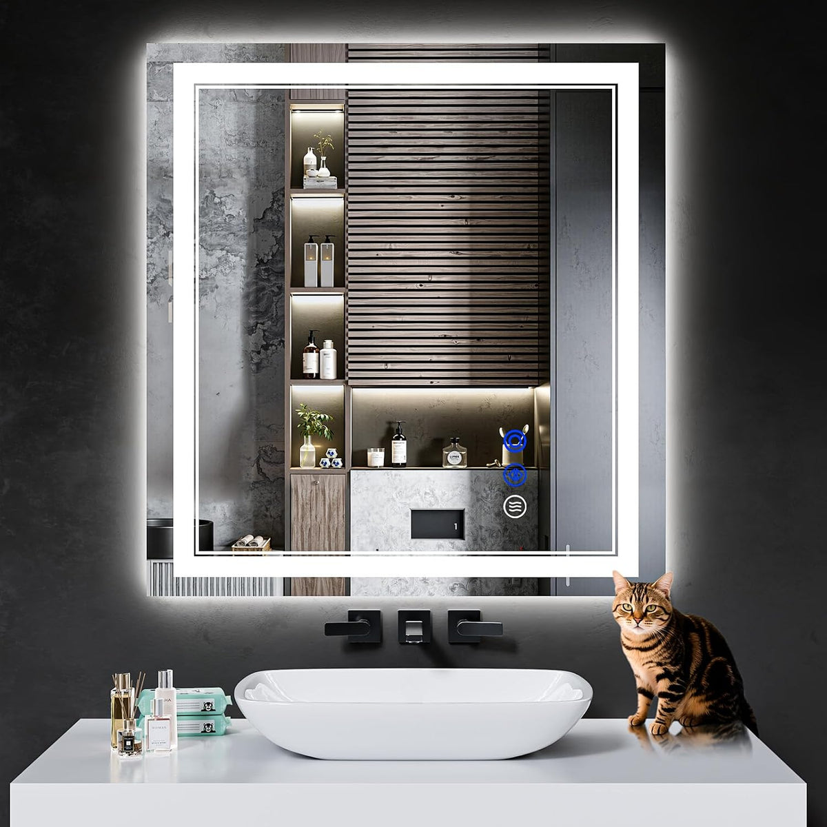 30"x22" LED Bathroom Mirror with Lights,Anti-Fog,3 Color Modes - Colors B