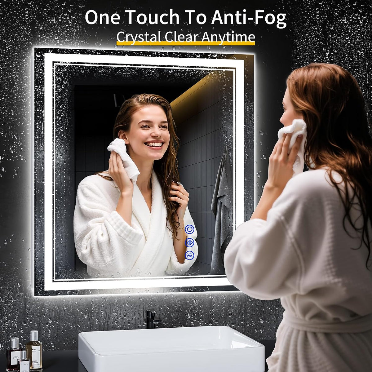 30"x22" LED Bathroom Mirror with Lights,Anti-Fog,3 Color Modes - Colors B