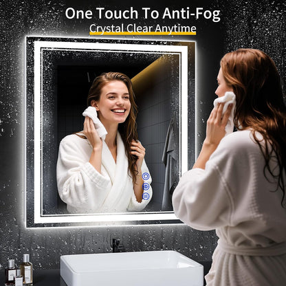 30"x22" LED Bathroom Mirror with Lights,Anti-Fog,3 Color Modes - Colors B