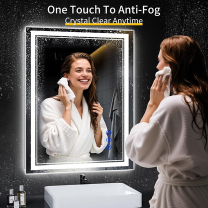 30"x22" LED Bathroom Mirror with Lights,Anti-Fog,3 Color Modes - Colors B