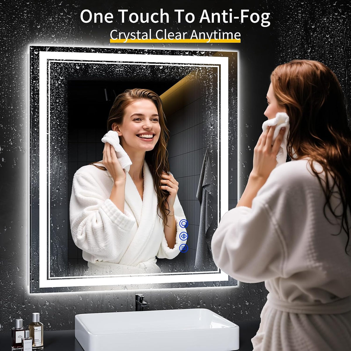 30"x22" LED Bathroom Mirror with Lights,Anti-Fog,3 Color Modes - Colors B