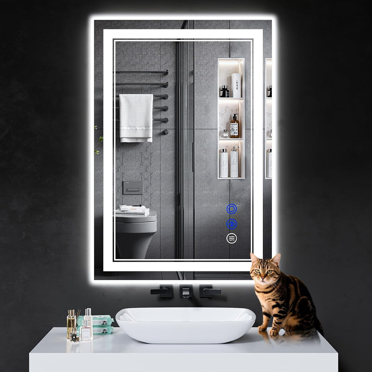 30"x22" LED Bathroom Mirror with Lights,Anti-Fog,3 Color Modes - Colors B