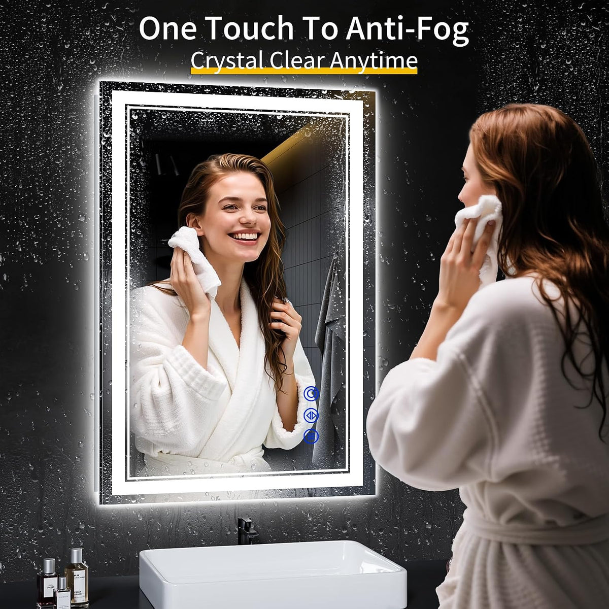 30"x22" LED Bathroom Mirror with Lights,Anti-Fog,3 Color Modes - Colors B