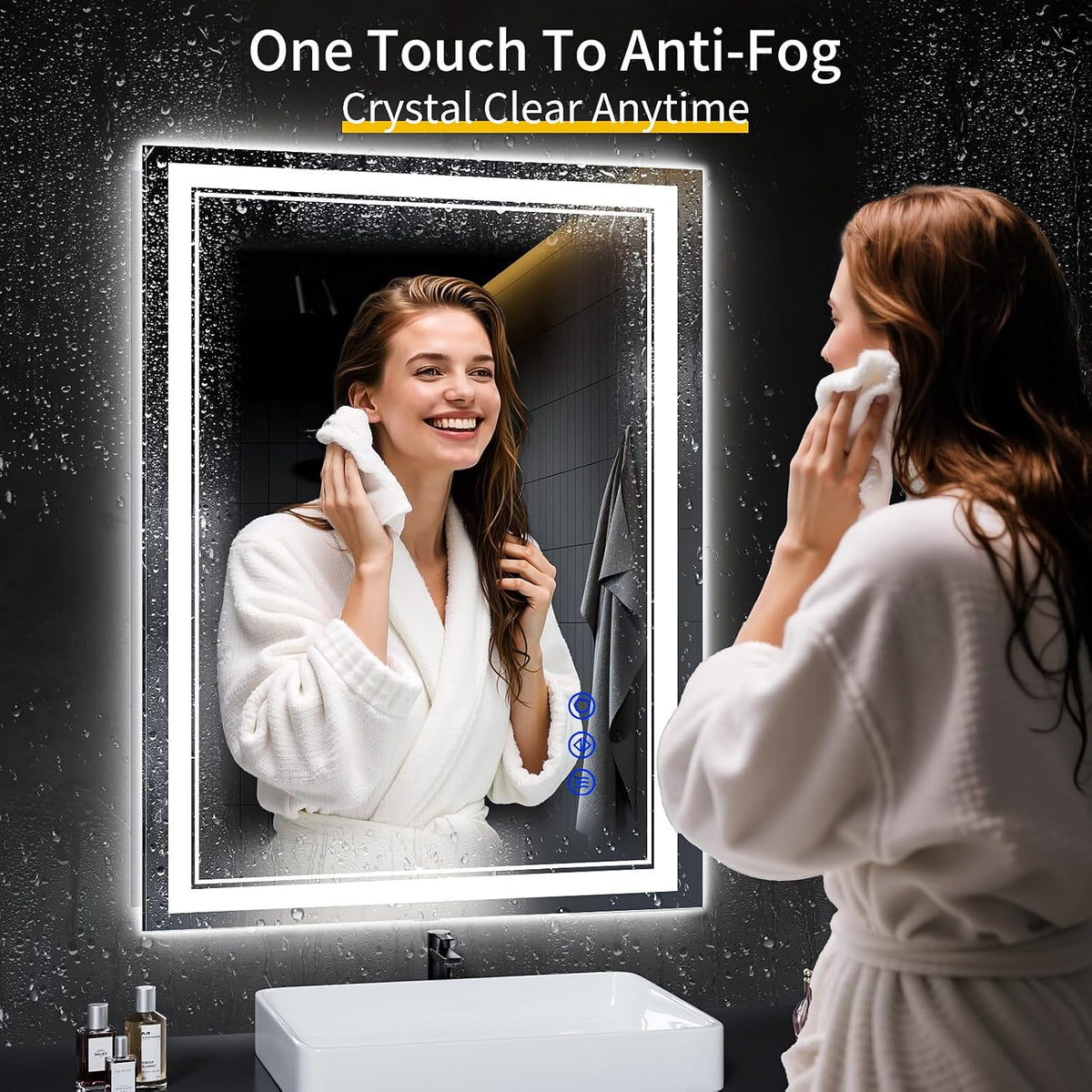 30"x22" LED Bathroom Mirror with Lights,Anti-Fog,3 Color Modes - Colors B
