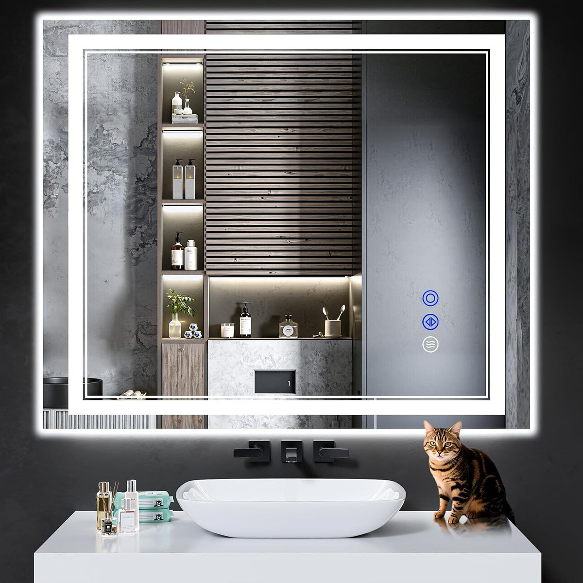 30"x22" LED Bathroom Mirror with Lights,Anti-Fog,3 Color Modes - Colors B