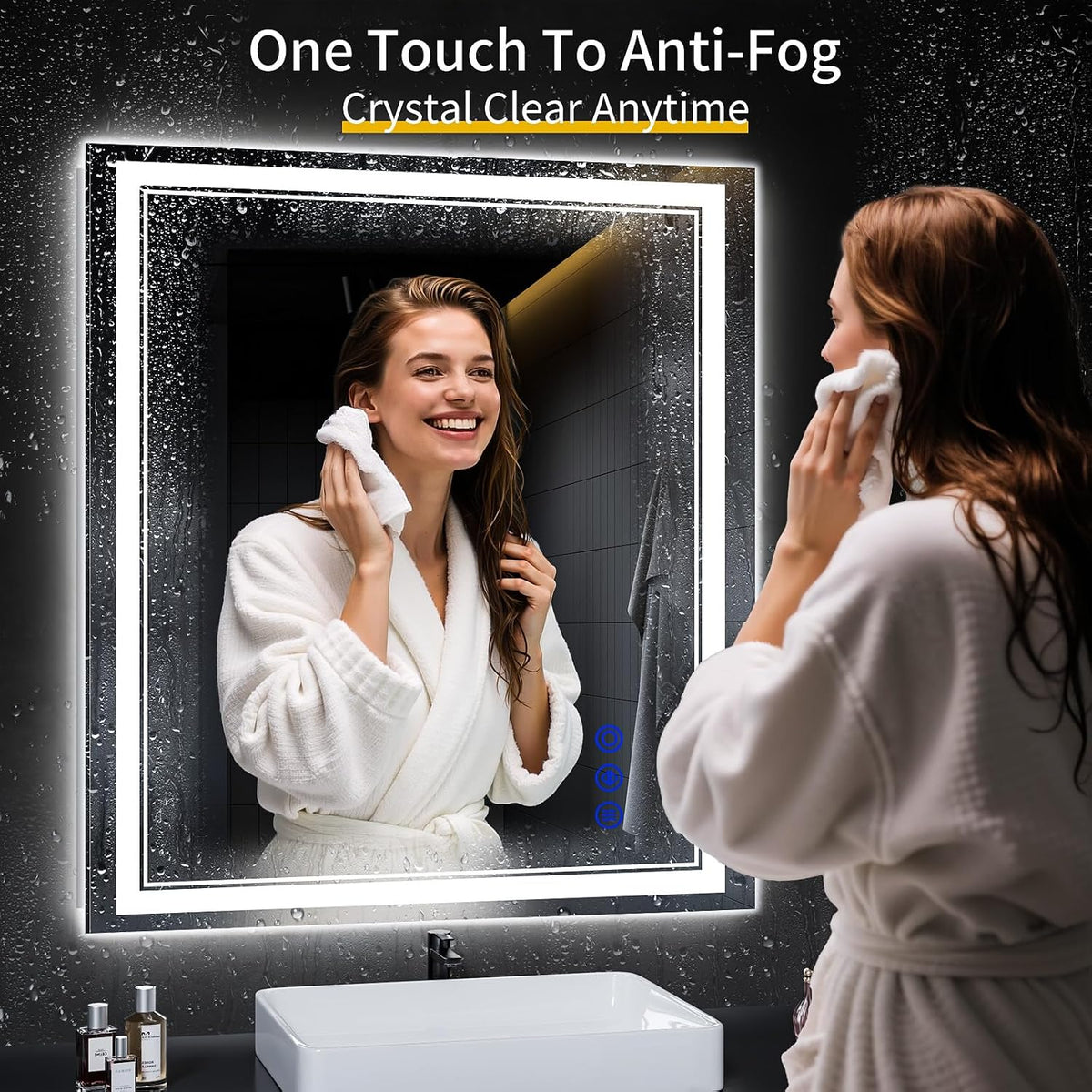 30"x22" LED Bathroom Mirror with Lights,Anti-Fog,3 Color Modes - Colors B
