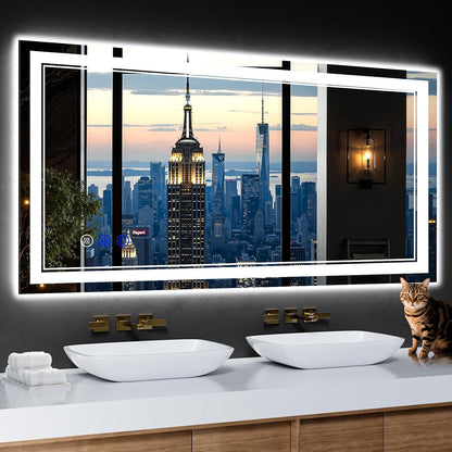 30"x22" LED Bathroom Mirror with Lights,Anti-Fog,3 Color Modes - Colors B