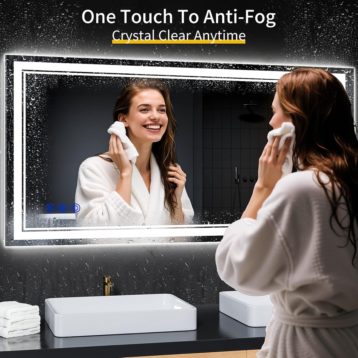 30"x22" LED Bathroom Mirror with Lights,Anti-Fog,3 Color Modes - Colors B