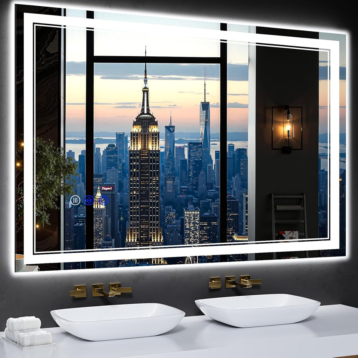30"x22" LED Bathroom Mirror with Lights,Anti-Fog,3 Color Modes - Colors B