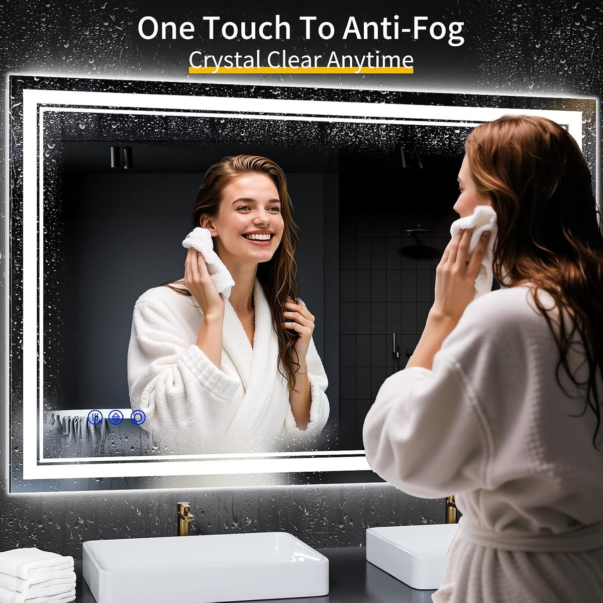 30"x22" LED Bathroom Mirror with Lights,Anti-Fog,3 Color Modes - Colors B