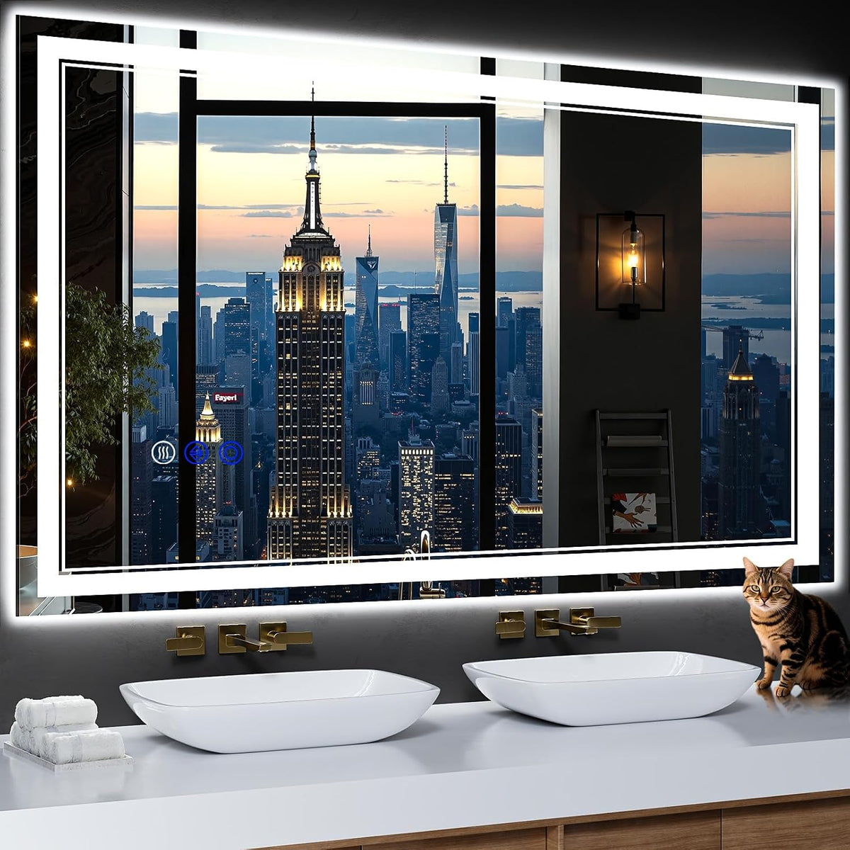 30"x22" LED Bathroom Mirror with Lights,Anti-Fog,3 Color Modes - Colors B
