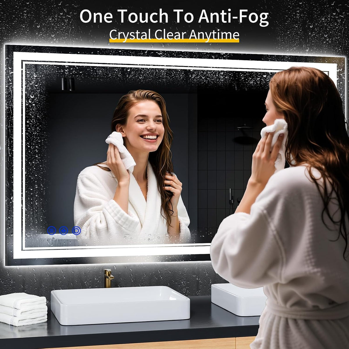 30"x22" LED Bathroom Mirror with Lights,Anti-Fog,3 Color Modes - Colors B