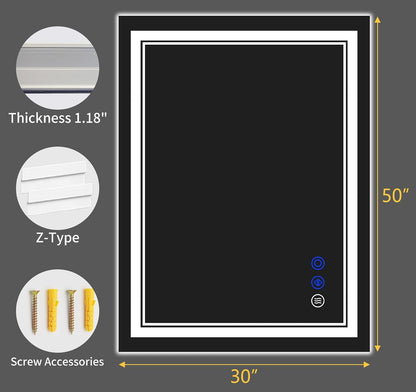 30"x22" LED Bathroom Mirror with Lights,Anti-Fog,3 Color Modes - Colors B