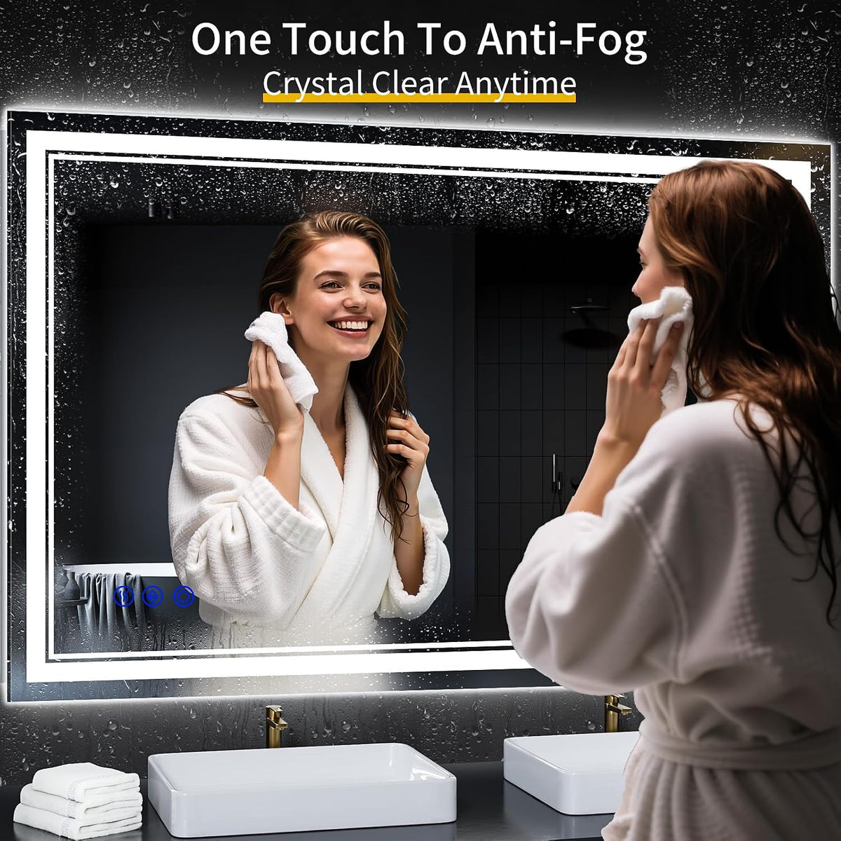 30"x22" LED Bathroom Mirror with Lights,Anti-Fog,3 Color Modes - Colors B