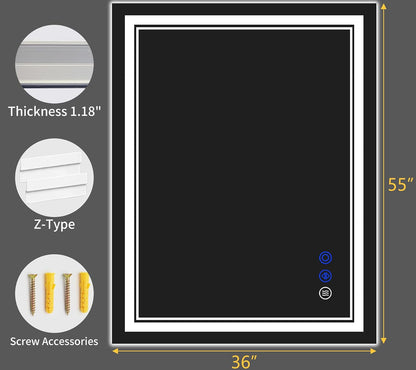 30"x22" LED Bathroom Mirror with Lights,Anti-Fog,3 Color Modes - Colors B
