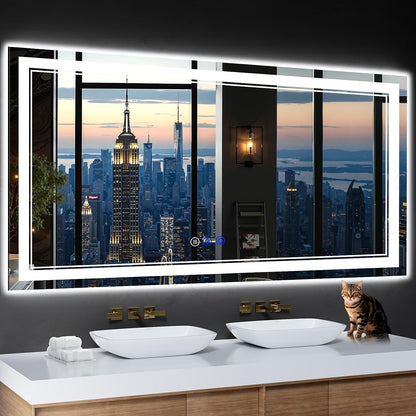 30"x22" LED Bathroom Mirror with Lights,Anti-Fog,3 Color Modes - Colors B