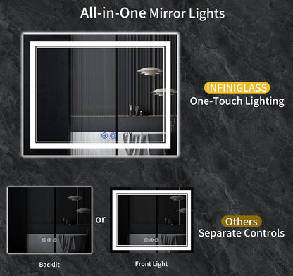 30"x22" LED Bathroom Mirror with Lights,Anti-Fog,3 Color Modes - Colors B