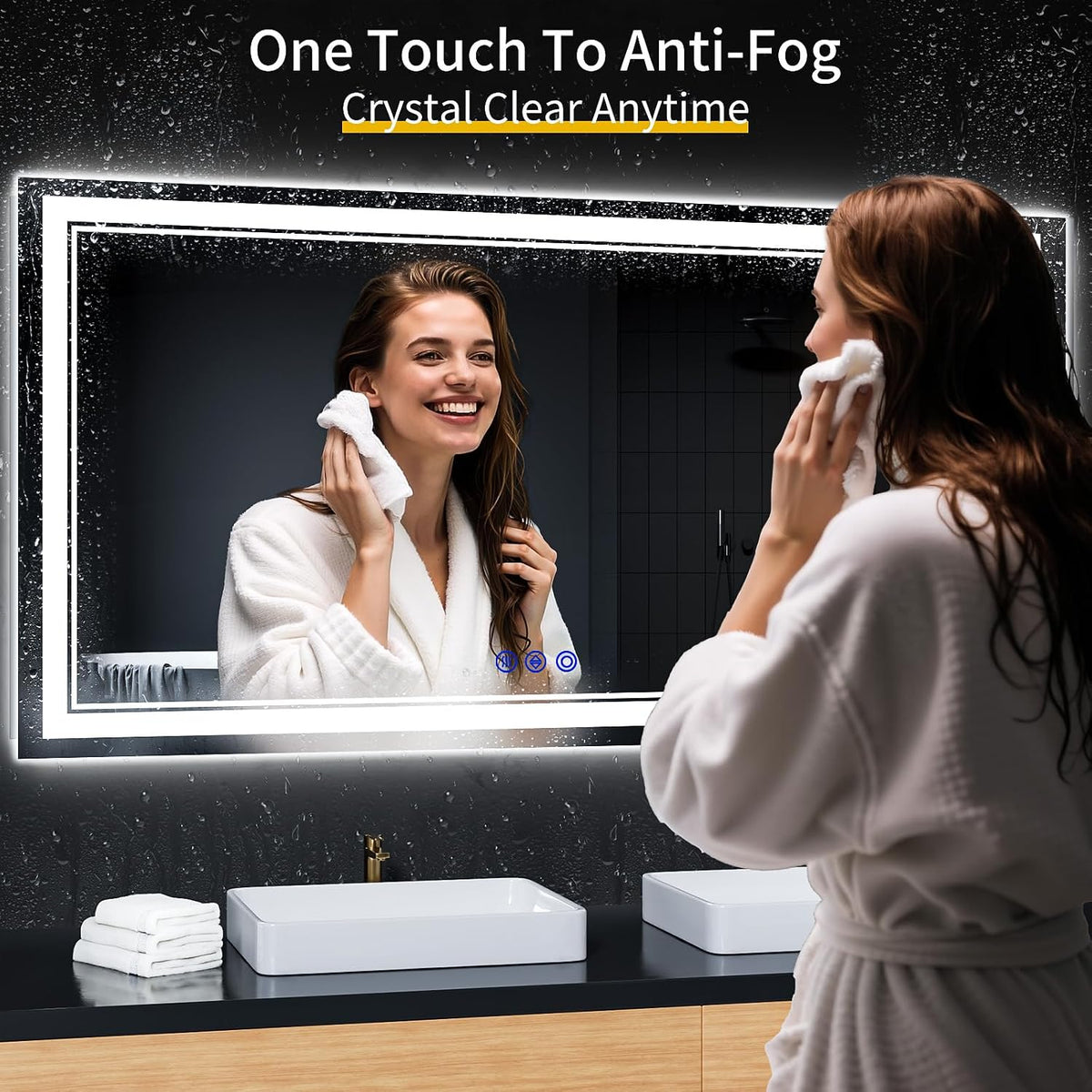 30"x22" LED Bathroom Mirror with Lights,Anti-Fog,3 Color Modes - Colors B