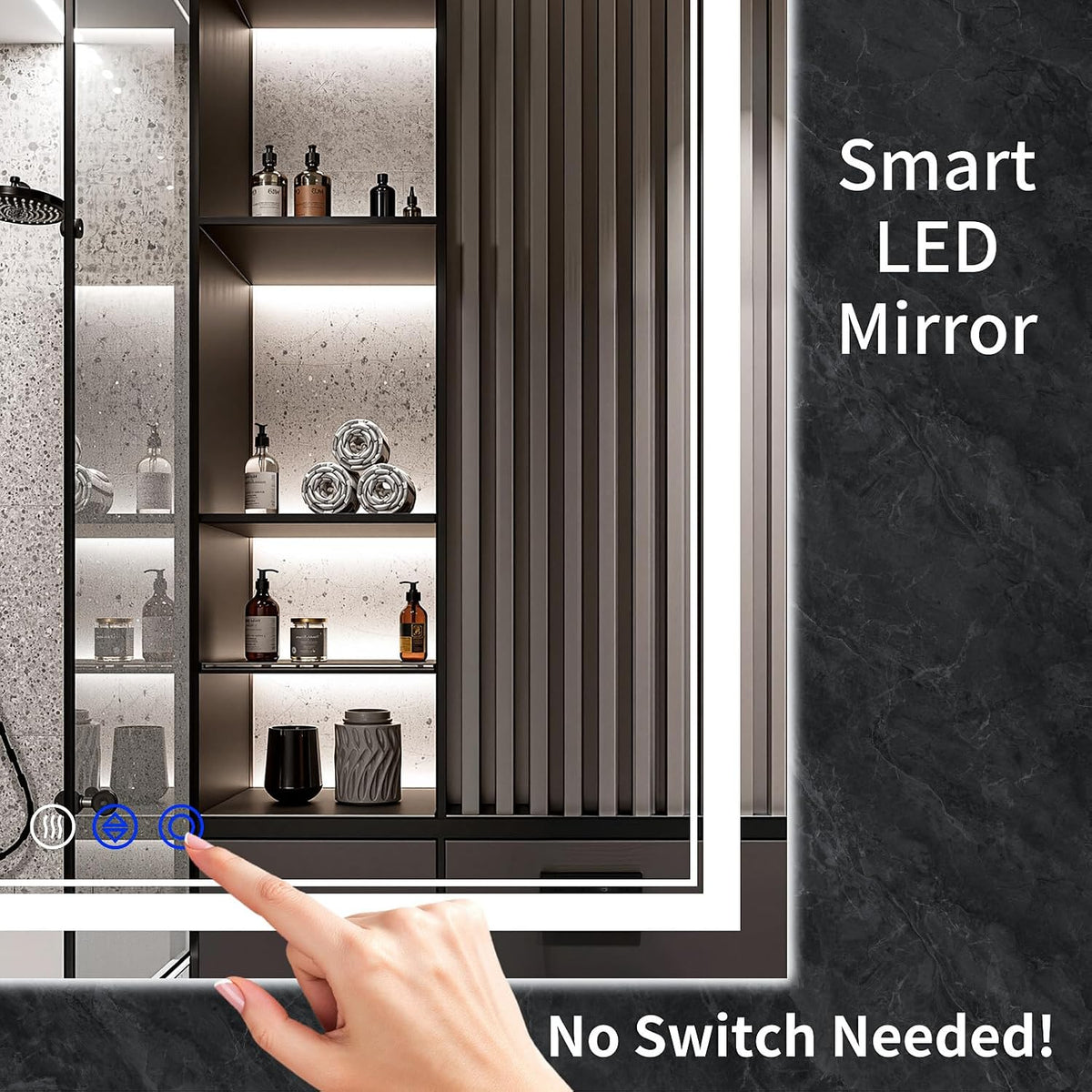30"x22" LED Bathroom Mirror with Lights,Anti-Fog,3 Color Modes - Colors B