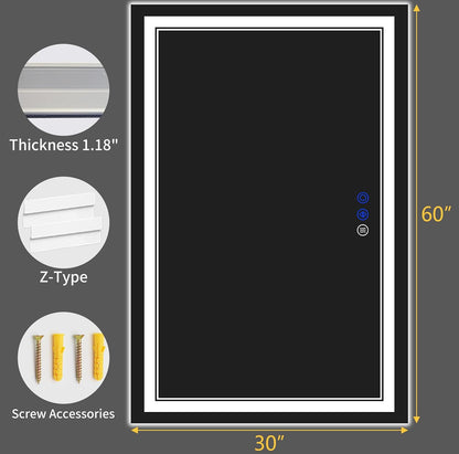 30"x22" LED Bathroom Mirror with Lights,Anti-Fog,3 Color Modes - Colors B
