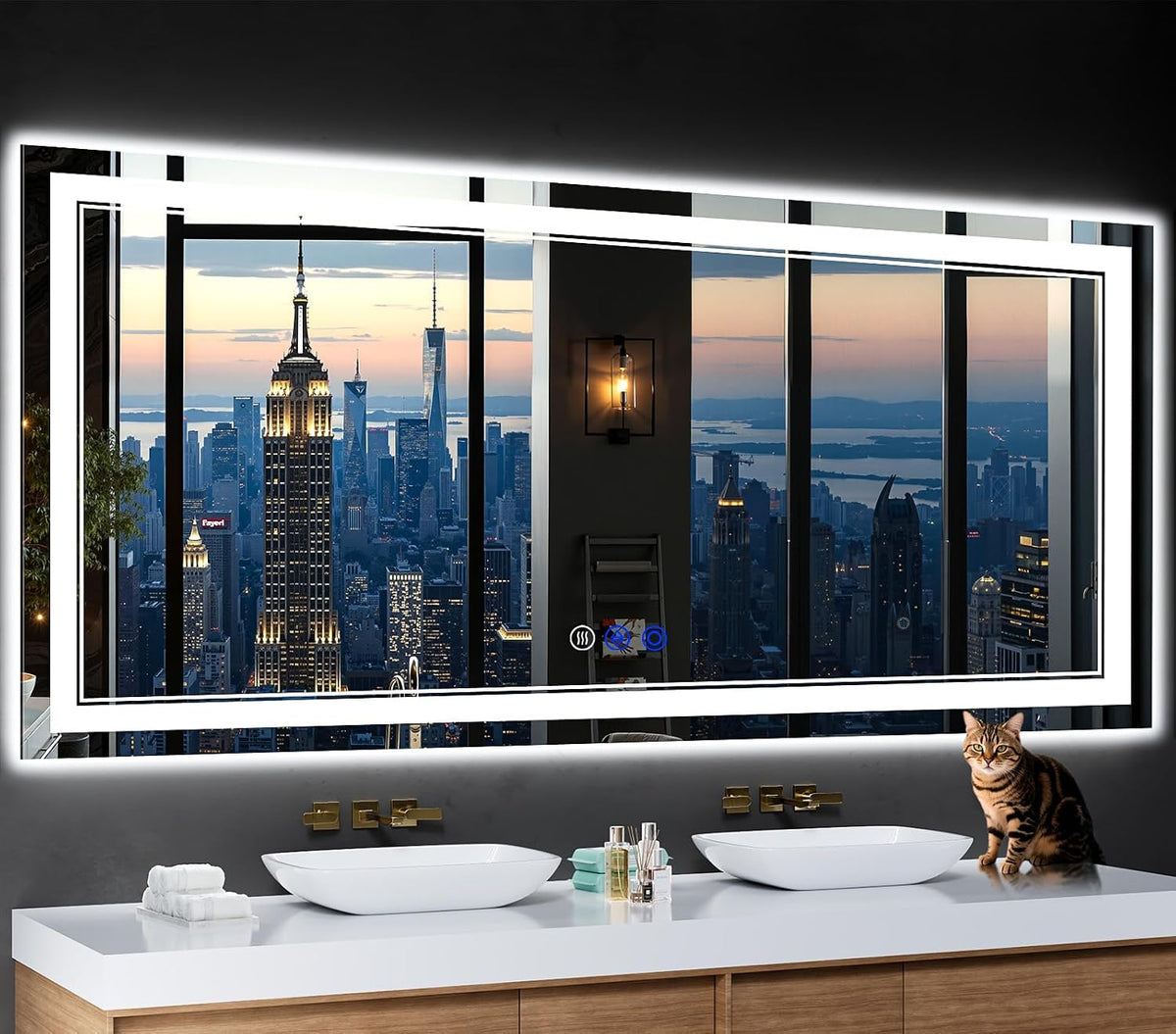 30"x22" LED Bathroom Mirror with Lights,Anti-Fog,3 Color Modes - Colors B