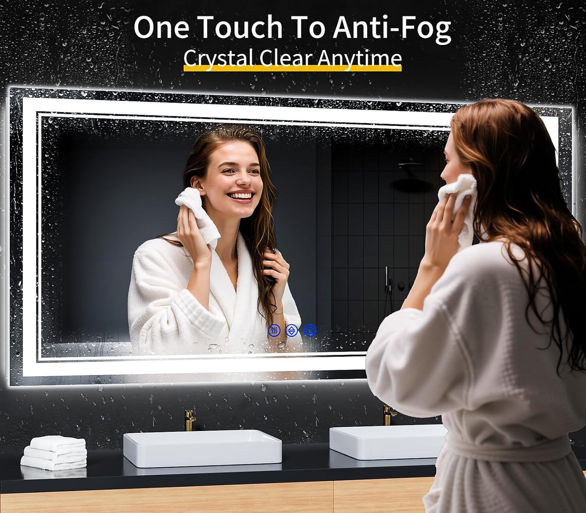 30"x22" LED Bathroom Mirror with Lights,Anti-Fog,3 Color Modes - Colors B