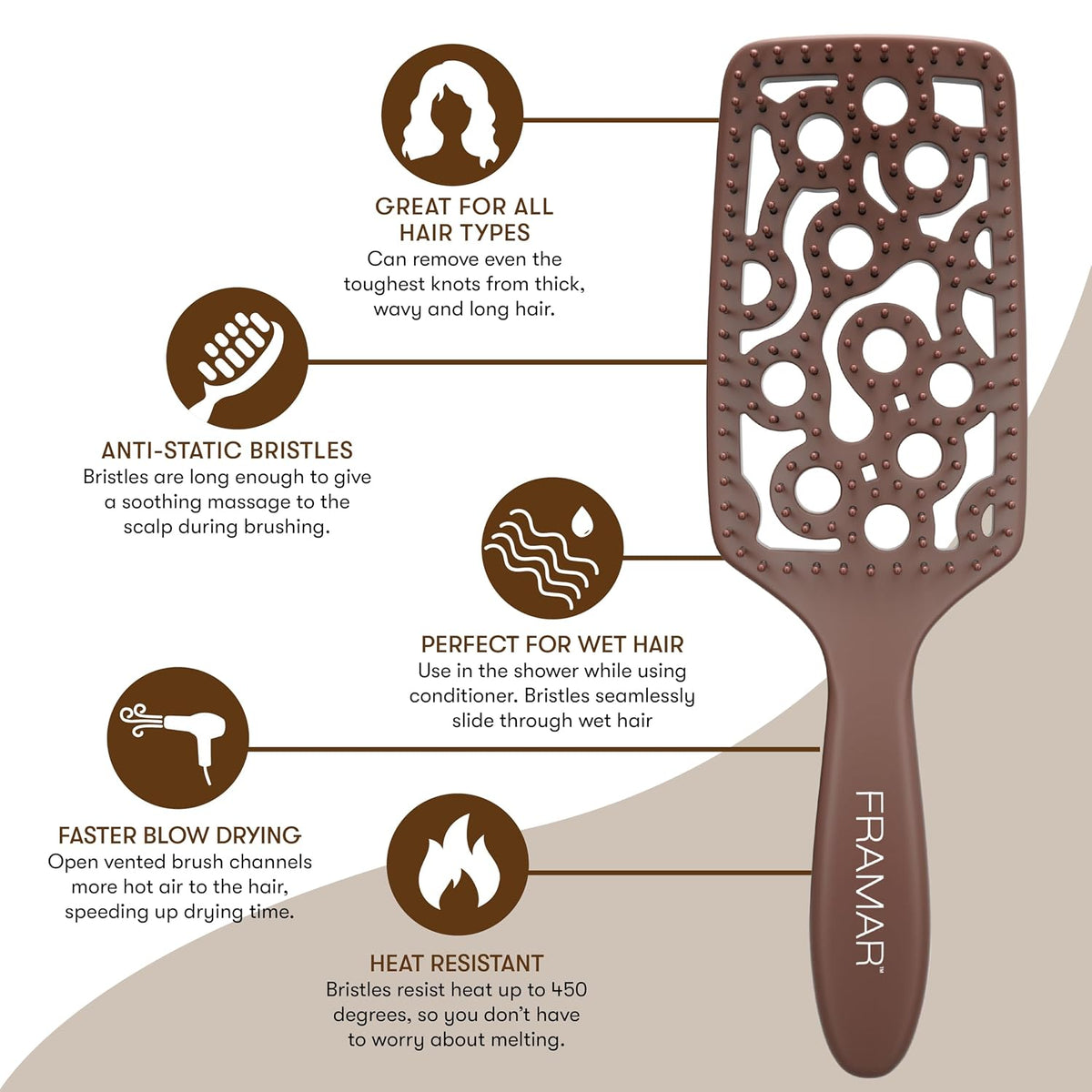 Professional Vented Hair Brush, Curved Hair Brush For Blow Drying