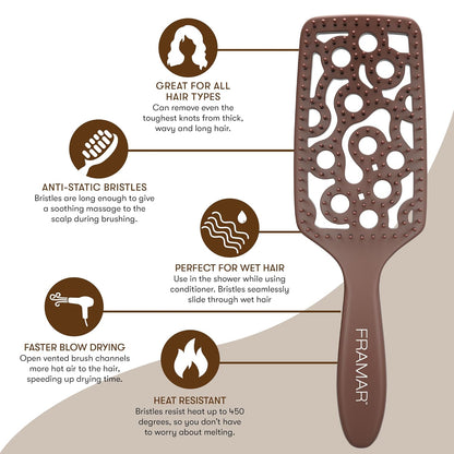 Professional Vented Hair Brush, Curved Hair Brush For Blow Drying