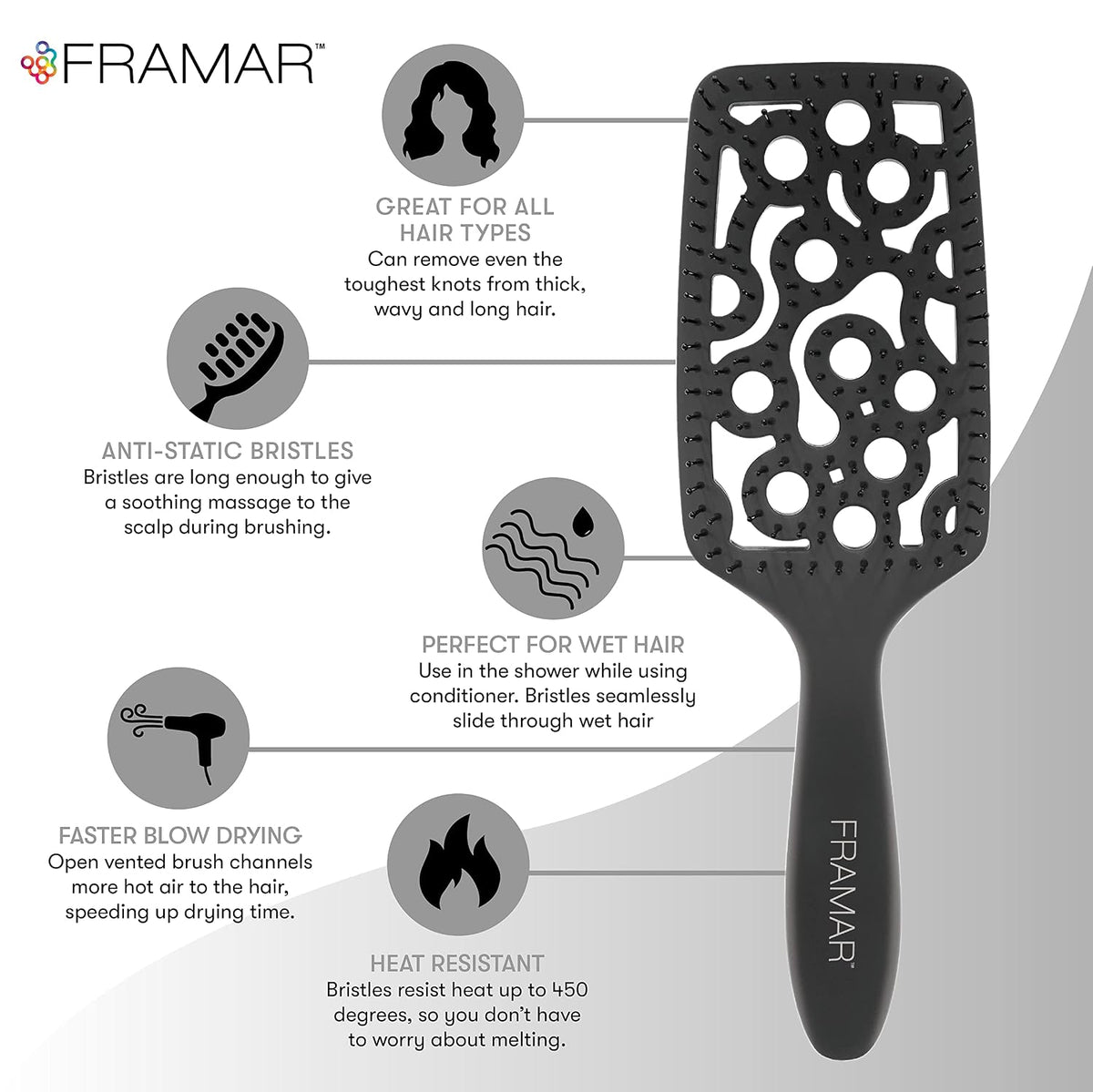 Professional Vented Hair Brush, Curved Hair Brush For Blow Drying