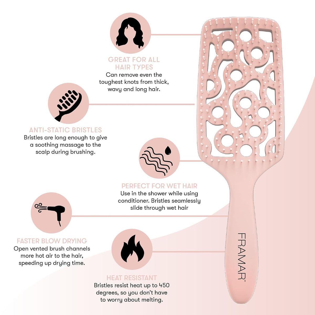 Professional Vented Hair Brush, Curved Hair Brush For Blow Drying