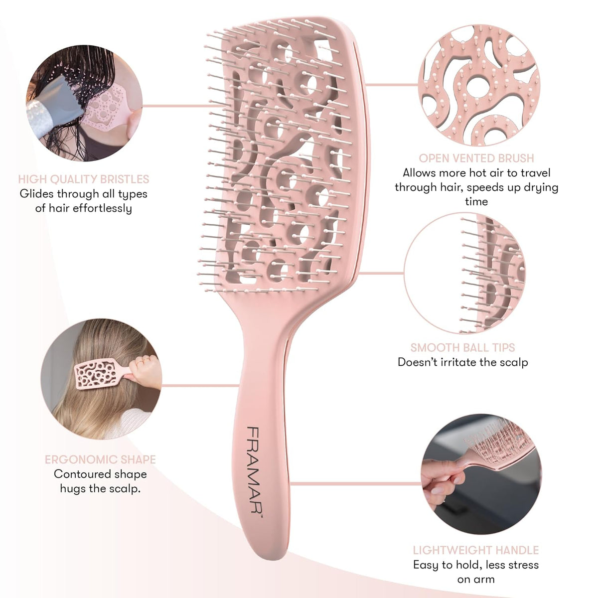 Professional Vented Hair Brush, Curved Hair Brush For Blow Drying