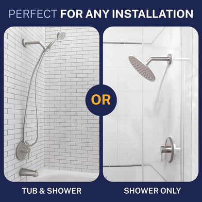 Solid Metal Single-Handle Trim Kit with Rough-In Shower Valve, Volume and Temperature Control, Pressure Balance, Chrome