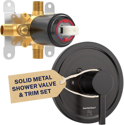 Solid Metal Single-Handle Trim Kit with Rough-In Shower Valve, Volume and Temperature Control, Pressure Balance, Chrome