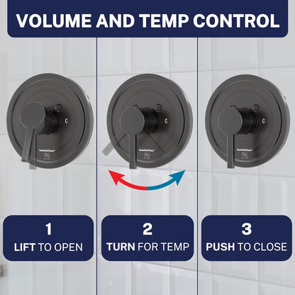 Solid Metal Single-Handle Trim Kit with Rough-In Shower Valve, Volume and Temperature Control, Pressure Balance, Chrome