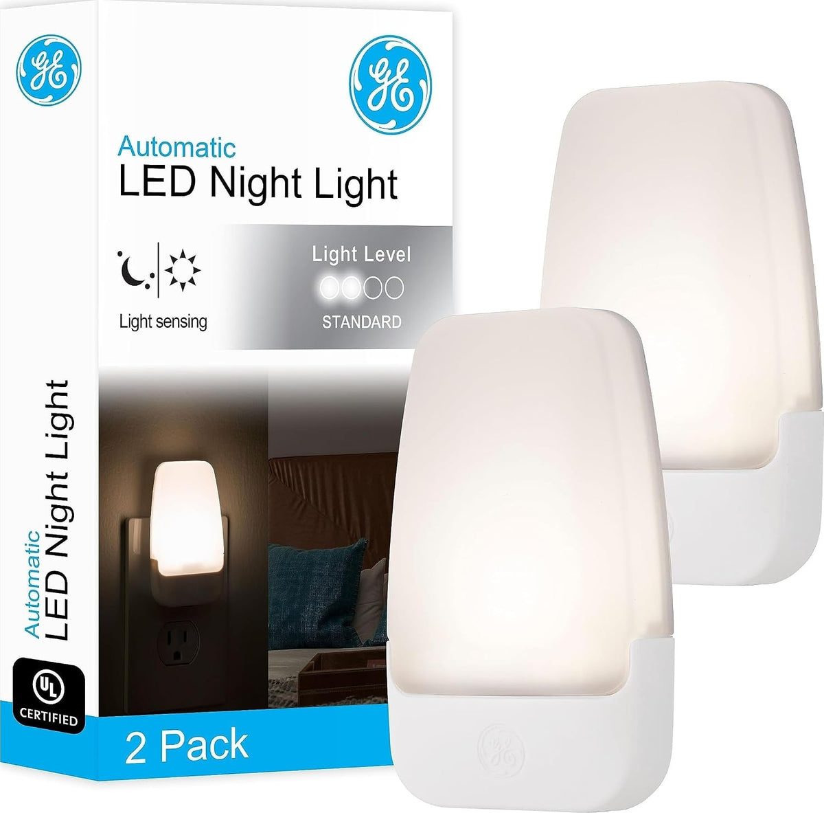 Plug in Night Light with Dusk to Dawn Sensor, 2 Pack