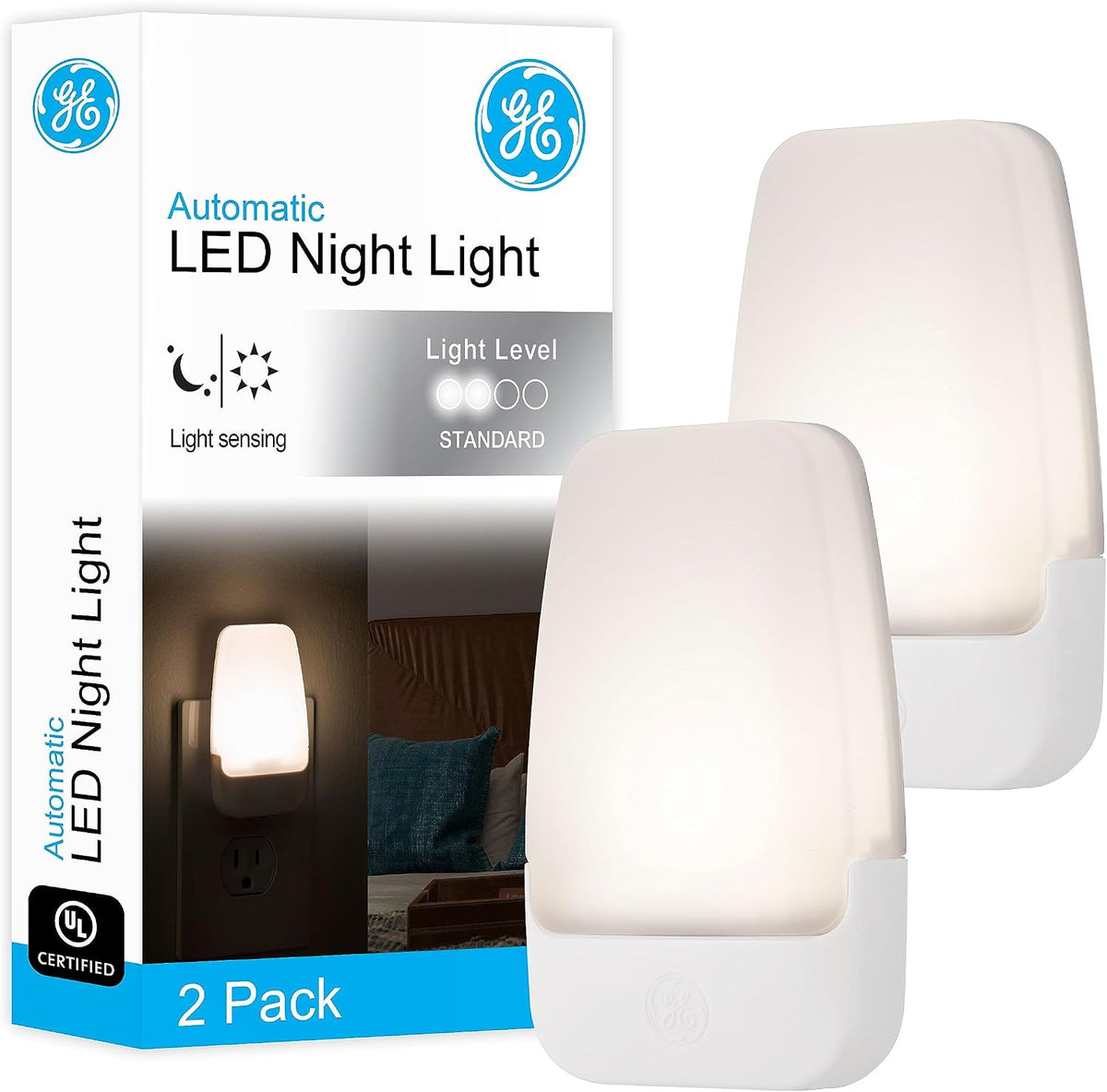Plug in Night Light with Dusk to Dawn Sensor, 2 Pack
