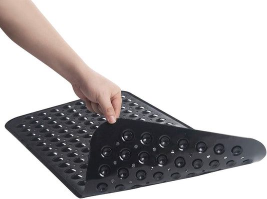 Bath Tub Mat, Medium Size 27.6 x 15 Inches Non-Slip Shower Mats with Suction Cups and Drain Holes, Bathroom Bathtub Mats Machine Washable (Clear)