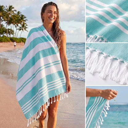 4 Pack Turkish Beach Towels, 40x72 in, 100% Cotton, Soft, Cool Grey